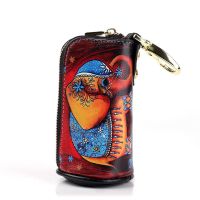 水桶钥匙包女士可爱卡通锁匙包创意家用钥匙套多功能通用保护套男 红背景大象