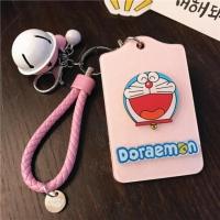 哆啦A梦机器猫叮当猫卡套公交车饭卡门禁可爱地铁卡保护套钥匙扣 大笑哆啦+粉卡套皮绳铃铛