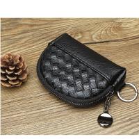 2019新款复古可爱零钱包女编织迷你卡包钥匙包硬币包小钱包 女士 黑色