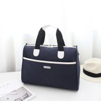 旅游包手提旅行包大容量防水可折叠行李包男旅行袋出差女士套拉杆 藏蓝 普通款/中号[可套拉杆]