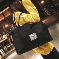 短途旅行包女韩版简约行李袋健身出差男小轻便手提大容量旅游包潮 黑色 中