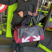 韩版潮新款简约干湿分离健身包男女单肩瑜伽包手提斜挎短途旅行包 红色带干湿分离 小号