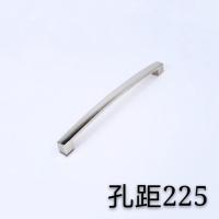 淋浴房推拉玻璃门拉手 浴室扶手门把手烤漆黑色方型小拉手L0O弧型 不锈钢亮光本色 长255孔距225mm