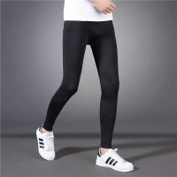 秋冬青少年男士加绒加厚保暖裤男学生紧身弹力打底裤单件秋裤薄款 纯色打底裤无绒 S 158高内80斤以内