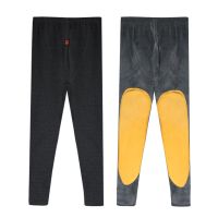 保暖裤男士护膝加绒加厚高腰弹力修身大码加厚秋裤男秋冬季绒裤男 深灰色 XL 100-120斤