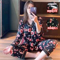 月子服夏季薄款产后产妇外出喂奶哺乳衣春秋孕妇睡衣家居服套装 特价开衫[黑底红花] M(建议80-100斤)