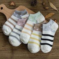 5/10双袜子女韩版中筒袜秋冬日系可爱少女保暖短袜长袜卡通百搭潮 条纹袜 2双