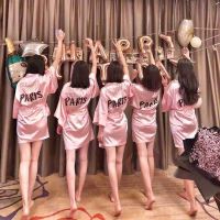 女睡衣趴生日派对聚会睡裙新娘晨袍闺蜜趴维密vs同款冰丝性感睡袍 图片色 S