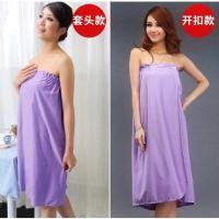 {开扣夏天生理疗管顾客按摩抹胸女士浴裙女睡衣家用火疗刮痧大 纯色款[紫色] 套头
