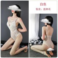 性感超骚连体开裆免脱女睡衣情趣内衣骚诱惑床上挑逗小胸激情套装 M(80-110斤) 137白色