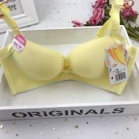 都市丽人内衣女无钢圈小胸聚拢调整型收副乳上托胸罩美背无痕文胸 柠檬黄O 34B