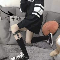防滑袜夹腿环女日系少女性感吊袜带大腿圈链lolita小腿袜扣绑带 pu皮带袜夹黑色[1个]*.*