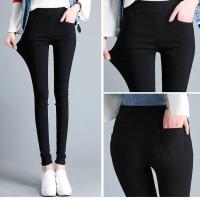 2019夏季新款小黑裤外穿打底裤女薄款高腰黑色显瘦小脚紧身裤子女 882黑色薄款 S 建议80-90