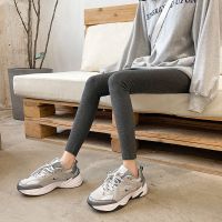 200斤灰色打底裤秋冬加绒外穿大码胖妹妹女裤子2021新款紧身显瘦 常规款无字母-深灰色 均码 适合80-110斤