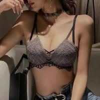 内衣女无钢圈聚拢调整型收副乳小胸加厚文胸性感秋冬内裤胸罩套装 黑色单件 32A/70A