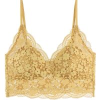 依洛伊贵族蕾丝美背吊带无钢圈抹胸薄款文胸聚拢内衣学生少女胸罩 枫叶黄 高品质版 S码(建议75-85斤)