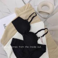 无肩带内衣女防滑露肩隐形文胸无钢圈小胸聚拢甜美蕾丝文胸套装 黑色单件 70A-32A