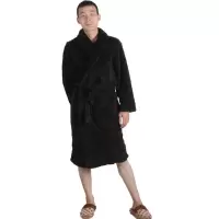 特价清仓睡袍女冬季加厚珊瑚绒浴袍男法兰绒情侣家居服 黑色 XL
