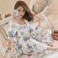 日系三件套睡衣女学生夏带胸垫春秋吊带背心睡袍性感家居服可外穿 301#茶花(无胸垫) M码(85-105斤)