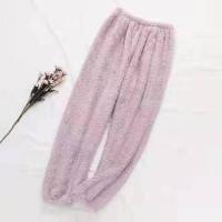 睡衣女冬长款睡裙加绒加厚睡袍大码浴袍星星珊瑚绒家居服女士睡裙 浅紫色 单裤子 S 75-105斤