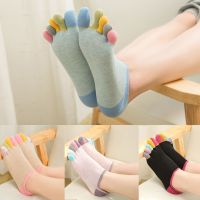 5双超低帮薄隐形女五指袜彩棉短袜子吸汗彩趾有跟五趾春秋脚趾袜 低帮彩趾混色 2双
