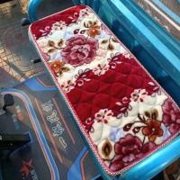 电动三轮车坐垫座套秋冬季加厚坐板套三轮车毛座垫套加厚保暖坐垫 单排加厚毛绒坐垫(红色) 宽度35长度60厘米