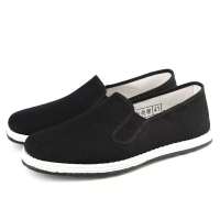 橡胶底老北京男式休闲军单平板布鞋黑色帆布千层底布鞋工作鞋 布鞋 35