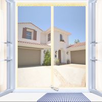 防蚊纱窗网自粘式窗纱门帘魔术贴沙窗帘磁性磁铁自装家用窗户纱网 拉链纯色米色[宽*高] 宽80*高100