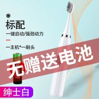 希尔顿电动牙刷男女成人款家用可充电式自动声波软毛美白防水情侣 绅士白 电池体验款[1刷头+主机无电池]