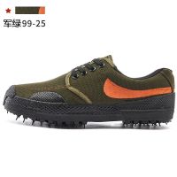 轮胎底解放鞋电焊干活鞋工地农田鞋男女劳保鞋作训军训鞋防臭球鞋 低帮军绿99-25 37