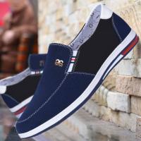 老北京布鞋男透气百搭秋季鞋子休闲鞋男士软底防臭帆布鞋秋款男鞋 A02蓝色一脚蹬 38