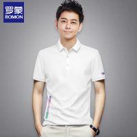 罗蒙POLO衫男士短袖t恤夏季中青年薄款透气翻领体恤潮流印花半袖 翻领POLO衫RM2031白色 L 120-140斤