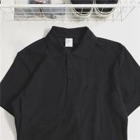 POLO衫男短袖T恤2021夏季新款潮牌翻领体恤保罗男装韩版立领上衣 空白-黑色 S