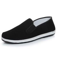 老北京布鞋男士春夏季工作一脚蹬帆布老年防滑耐磨劳保鞋 2双黑色耐磨底 38