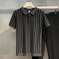 夏季韩版翻领短袖POLO衫男薄款韩版时尚英伦条纹帅气保罗潮流T恤 纯色 M