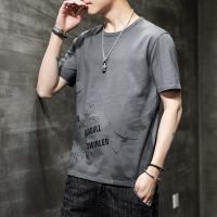 男士短袖t恤夏季潮流体桖宽松潮牌中国风青年男装半袖丅恤上衣服 灰色[单件装] M[75-95斤]