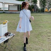 法式甜美泡泡袖衬衫连衣裙2021夏季韩版宽松小个子森系初恋娃娃裙 白色 [专柜品质] M [100-120]