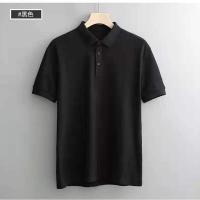 夏季短袖男翻领POLO衫英伦复古帅气条纹百搭休闲T恤修身保罗上衣 [纯棉普通款]黑色POLO衫 M [100斤以内]