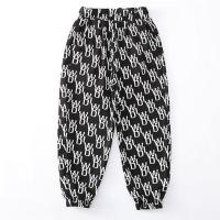 儿童短袖夏装2021新款男童T恤女童上衣洋气中小童防蚊裤套装ins风 黑字母防蚊裤 90 [身高80-90]