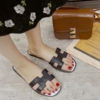 一脚蹬小白鞋女鞋新款秋季百搭皮面平底透气休闲单鞋子女学生韩版 拖鞋 35 标准尺码