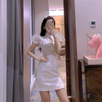 2021年夏季新款设计感小众可甜可盐桔梗茶歇改良版旗袍连衣裙子女 白色 S