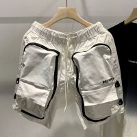 工装重工艺个性时尚潮牌夏季薄款青年男士暗黑系列休闲短裤沙滩裤 白色 M