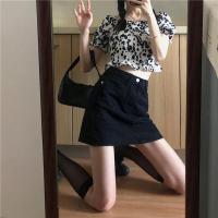 夏季2021新款复古简约高腰牛仔半身裙女学生显瘦百搭包臀A字裙潮 黑色裙[优质版] S