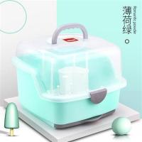 婴儿奶瓶收纳箱沥水架晾干架带盖防尘宝宝餐具用品奶粉置物储放盒 996绿色