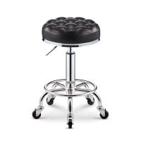 美容凳理发店椅子旋转升降圆凳子美发大工凳滑轮美甲凳美容院专用 面包黑