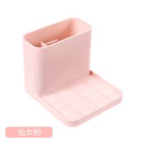 壁挂式牙刷牙膏架免打孔洗手台置物架创意肥皂盒厨房浴室墙上收纳 [仙女粉]1个装