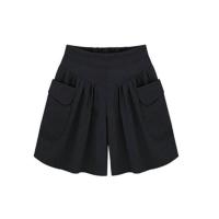 胖mm230斤加肥加大码女装短裤女夏胖妹妹薄款黑色休闲阔腿裤女裤 黑色 [单件] XL 95-115斤