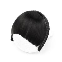 假发发箍刘海假发片麻花辫头箍防滑带齿头箍压发齐刘海发卡女发饰 自然黑 双辫发箍