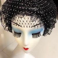 大众款纱巾头巾帽新款满天星贵妇帽包头帽简单方便款女士帽子 黑色