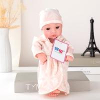 儿童仿真娃娃玩具婴儿全软胶的洋娃娃安抚哈衣睡眠女孩宝宝玩具萌 QW-12 粉睡袍 精致睁眼笑脸款(男)